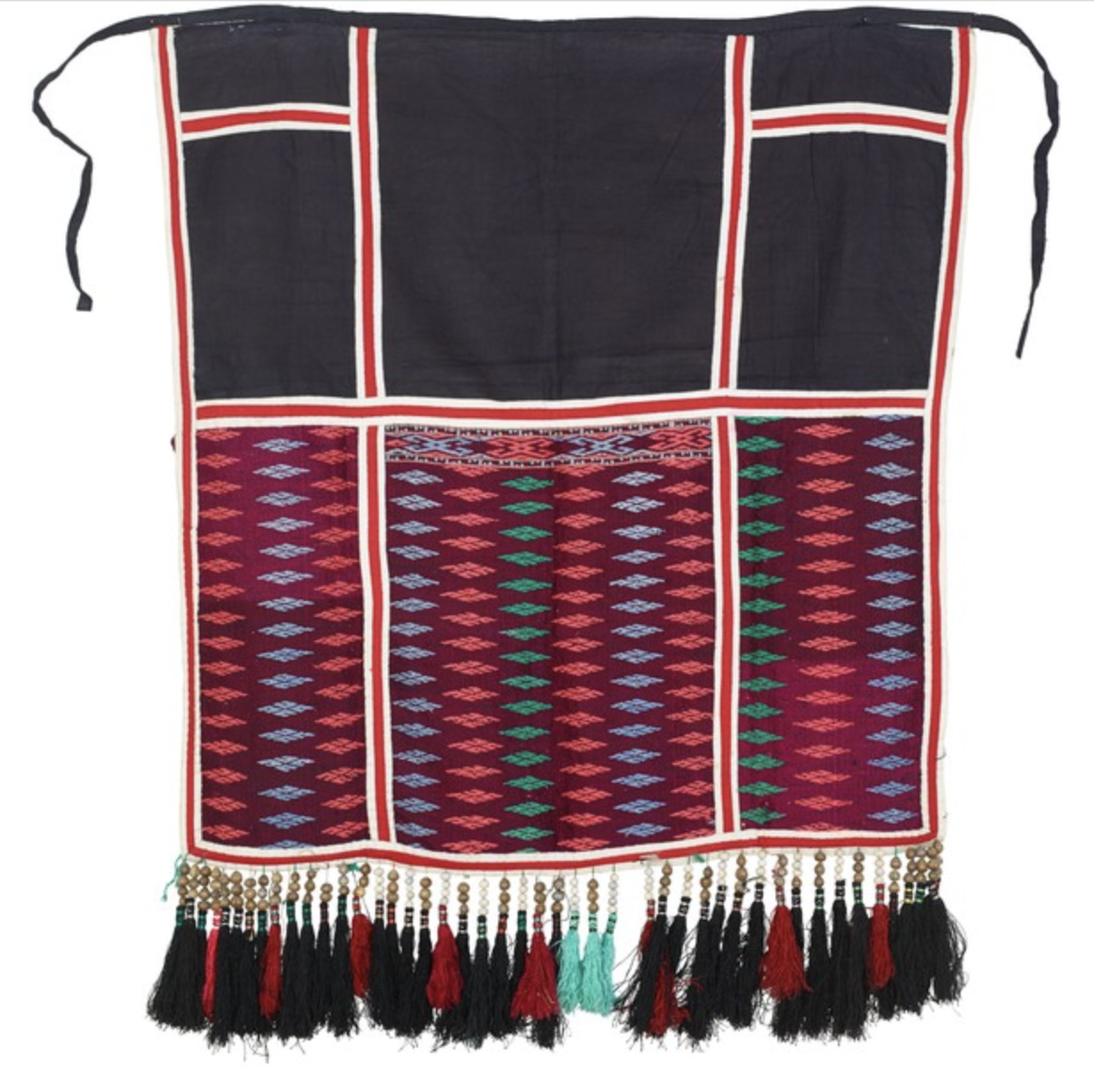 剑河红苗菱形勾连几何纹刺绣前围腰