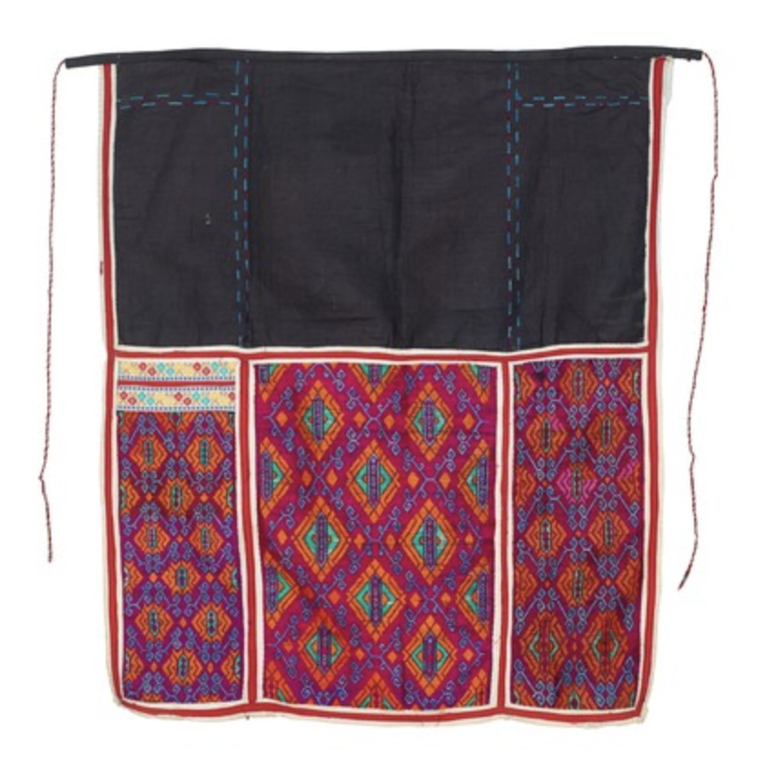 剑河红苗菱形勾连几何纹刺绣后围腰