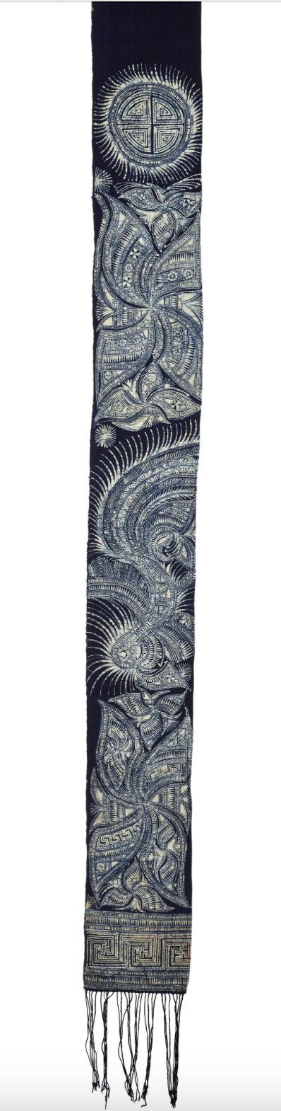 苗族凤鸟纹蜡染绑腿带