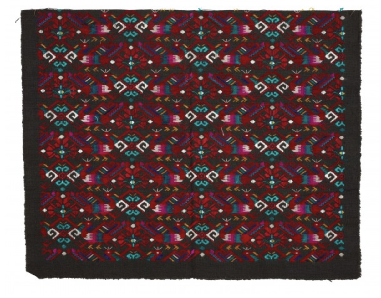 苗族数纱绣鸟纹绣片