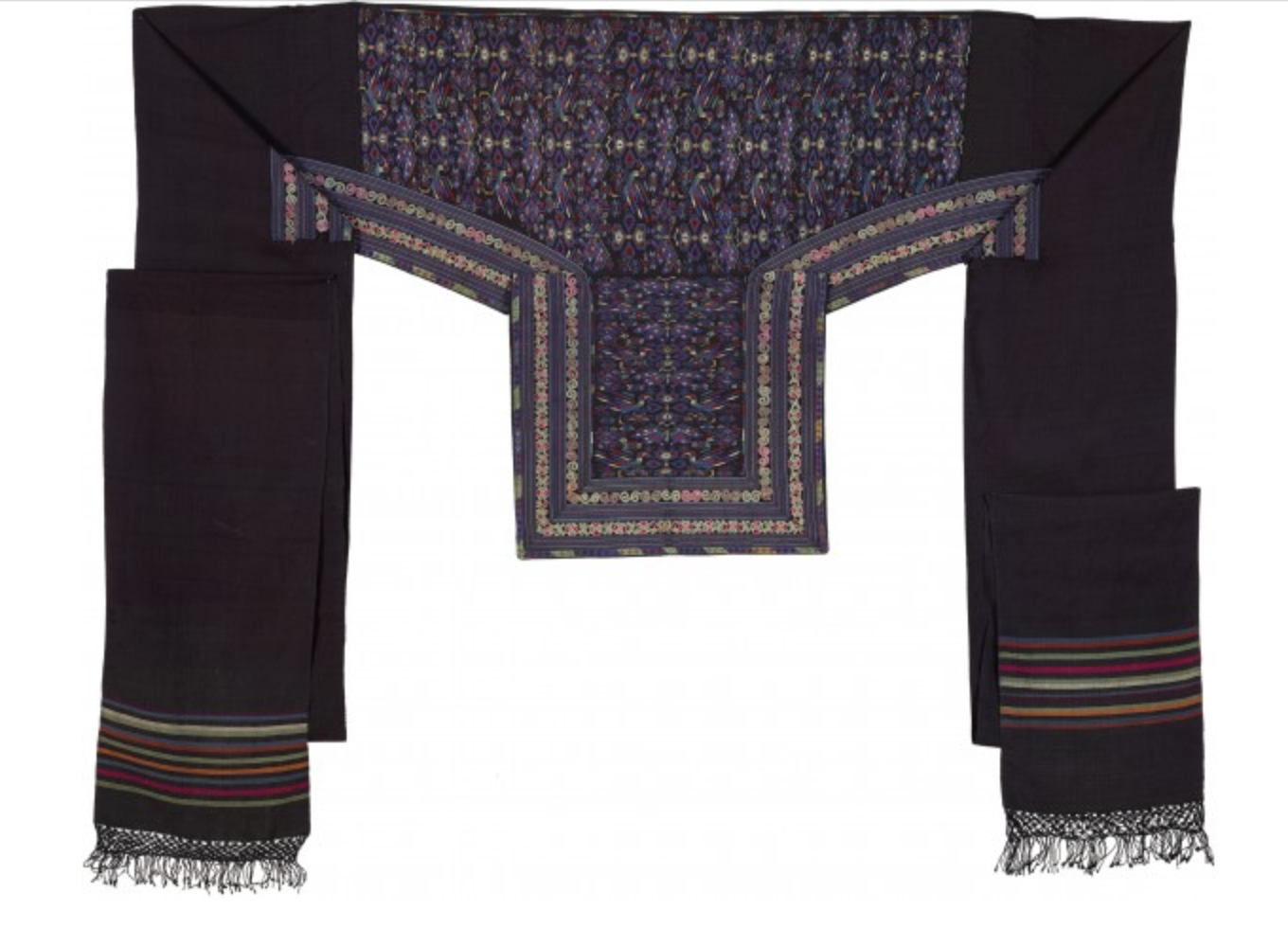 苗族鸟蝶纹织锦背扇