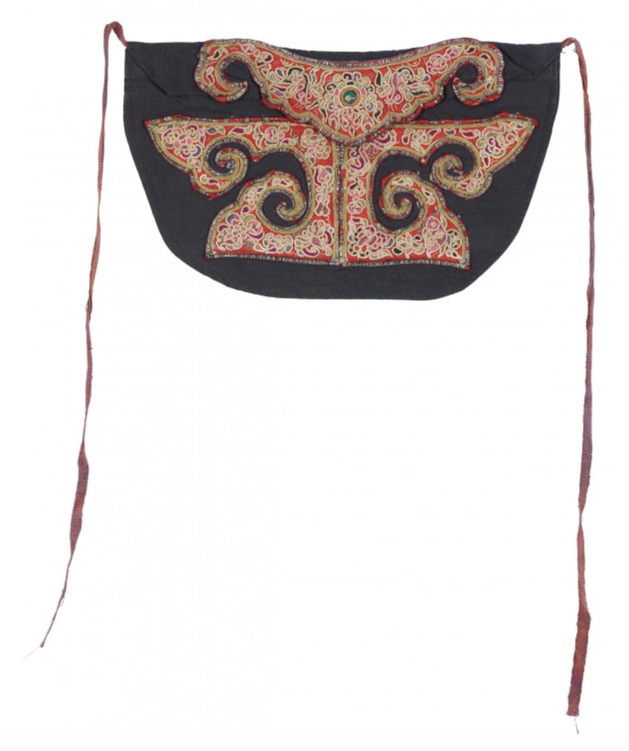 苗族黑布包线绣钱袋